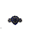 Sterling Silver & Blue Stone Heart Cluster Ring, Size: 7