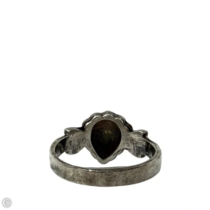 Sterling Silver & Blue Stone Heart Cluster Ring, Size: 7