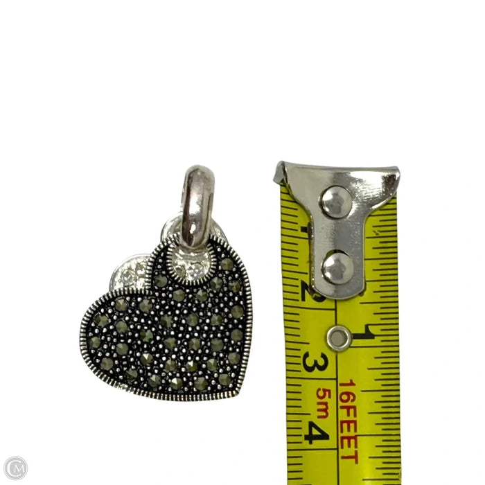 Sterling Silver & Marcasite Double Heart Pendant