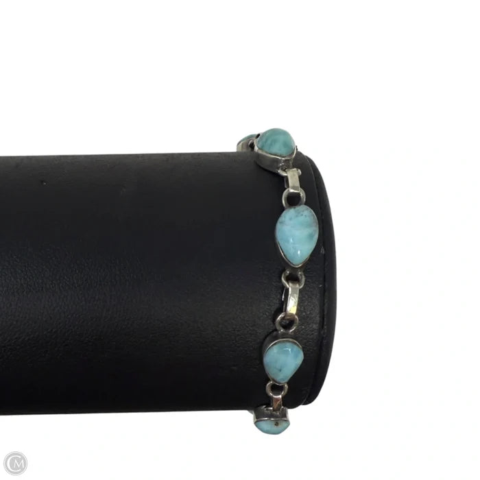 Sterling Silver & Teardrop Larimar Bracelet