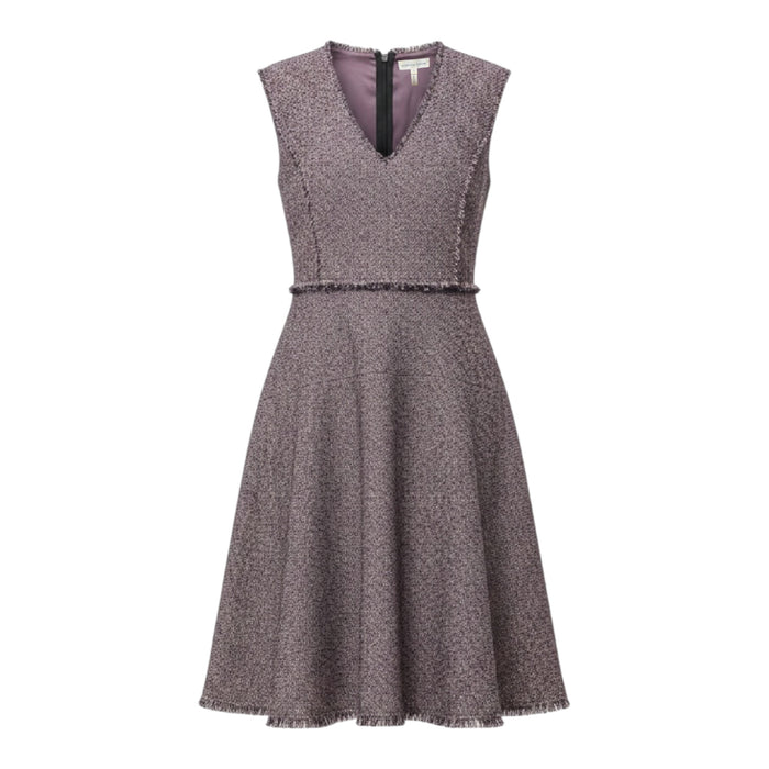 Stretch Tweed Fit & Flare Dress By Rebecca Taylor In Black & Pink, Size: 2