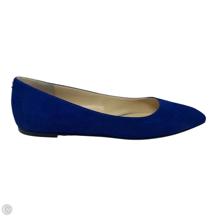 Suede Square Toe Ballerina Flats Luxury Designer By Jimmy Choo In Blue, Size: IT 38.5