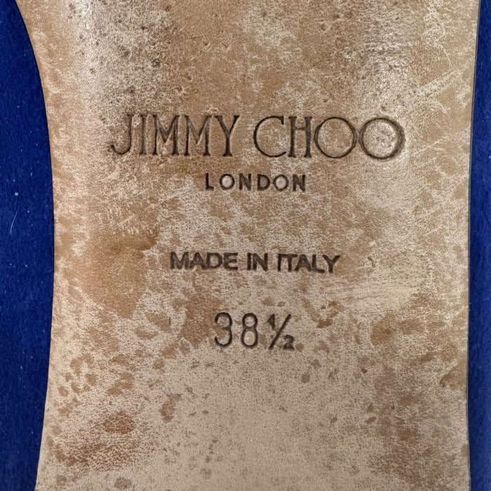 Suede Square Toe Ballerina Flats Luxury Designer By Jimmy Choo In Blue, Size: IT 38.5