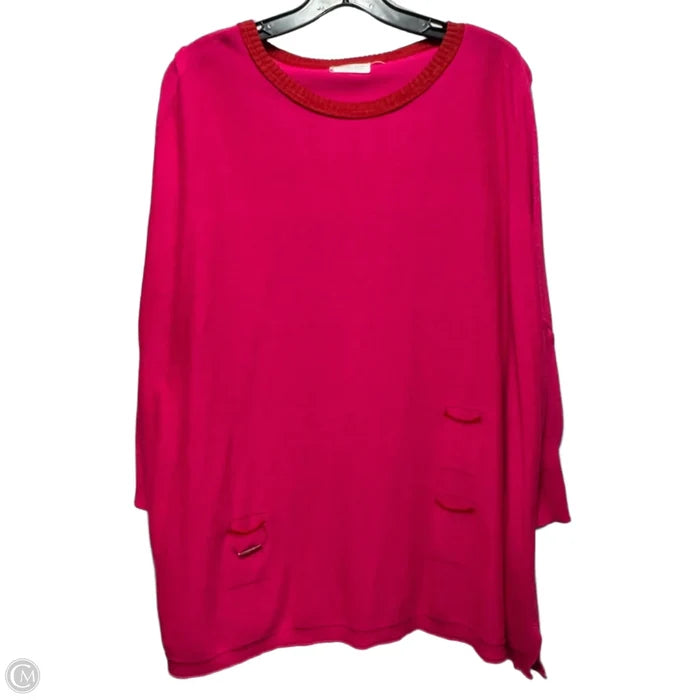 Sweater By Mer Sea In Pink & Red, Size: Osfm