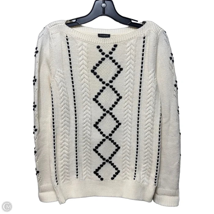 Sweater By Talbots In Cream & Black, Size: Xs