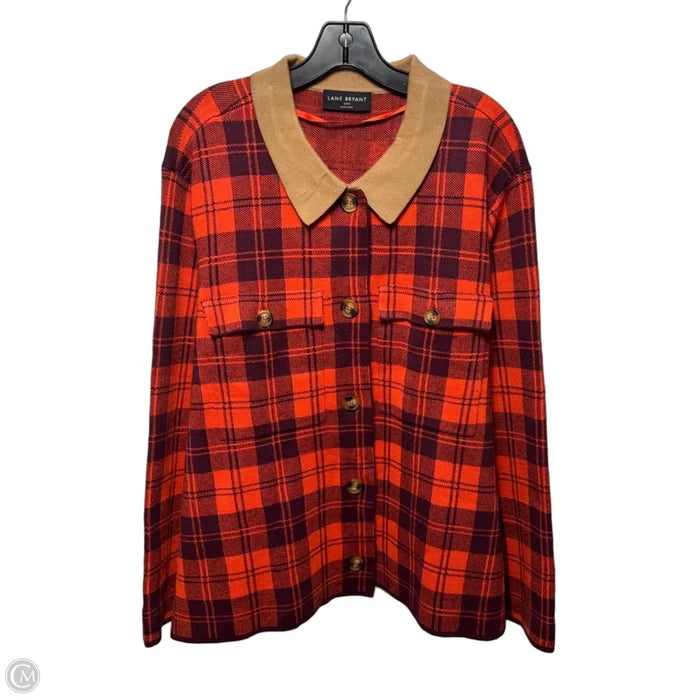 Sweater Cardigan By Lane Bryant In Plaid Pattern, Size: 22/24