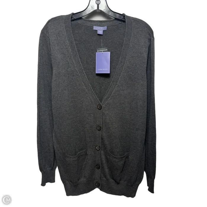 Sweater Cardigan By Laura Scott In Grey, Size: Xl