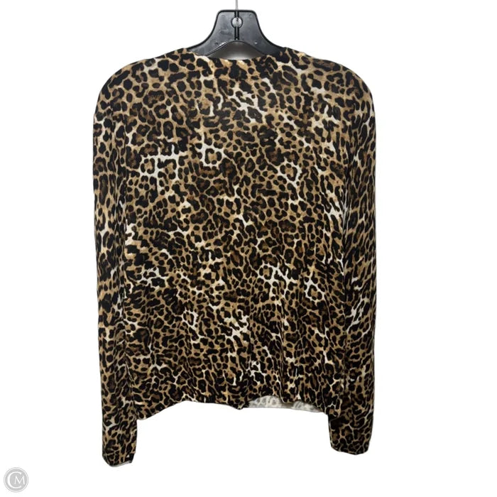 Sweater Cardigan By Loft In Animal Print, Size: Xl