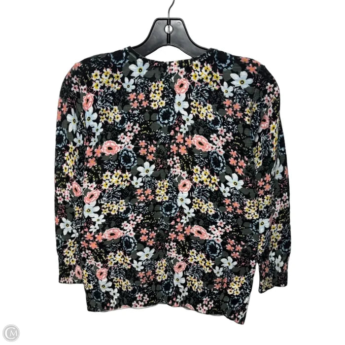 Sweater Cardigan By Loft In Floral Print, Size: S