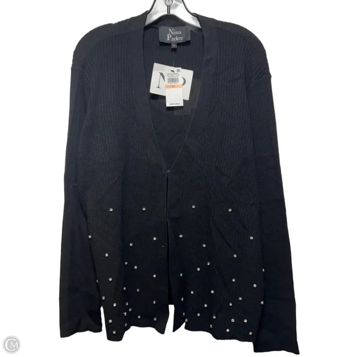 Sweater Cardigan By Nina Parker In Black, Size: 2x