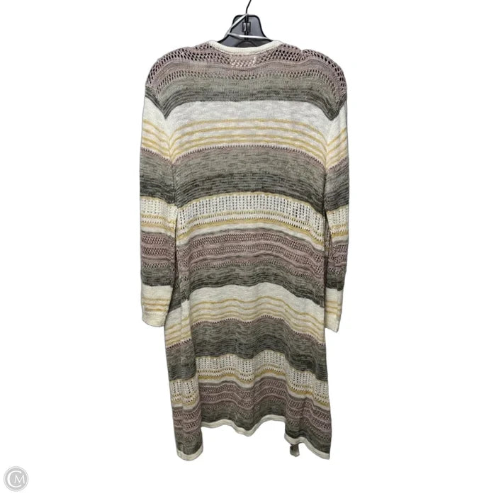 Sweater Cardigan By Olive And Oak In Striped Pattern, Size: M