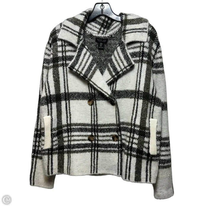 Sweater Cardigan By Rachel Zoe In Plaid Pattern, Size: M