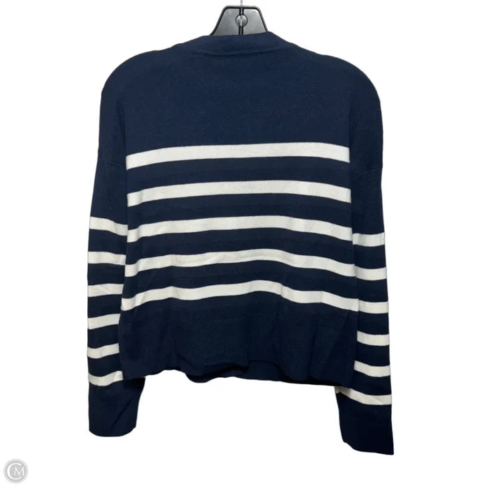 Sweater Cardigan By Tahari In Striped Pattern, Size: L