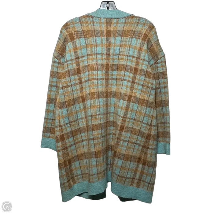 Sweater Cardigan By Talbots In Blue & Tan, Size: Mp