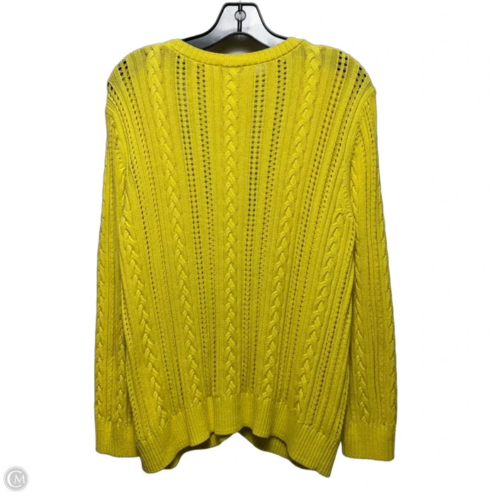 Sweater Cardigan By Talbots In Yellow, Size: 2x