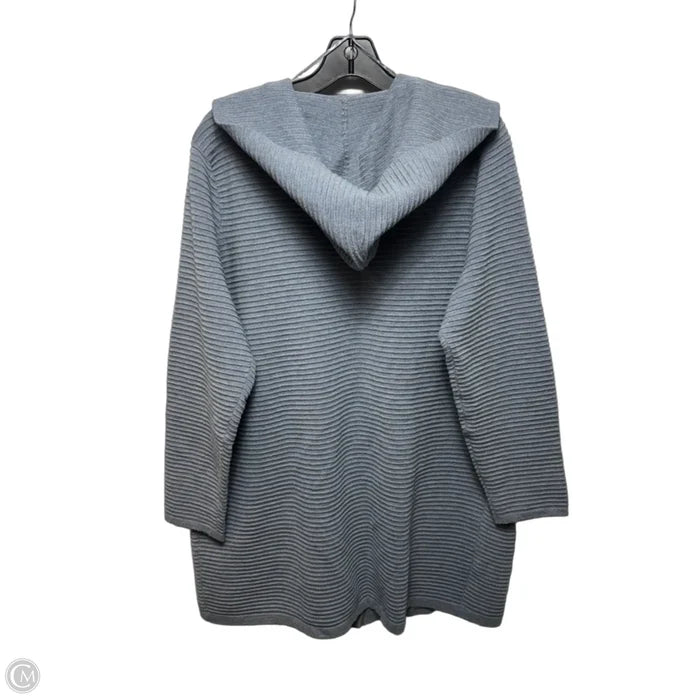 Sweater Cardigan With Hoodie By Evolution In Grey, Size: 1x