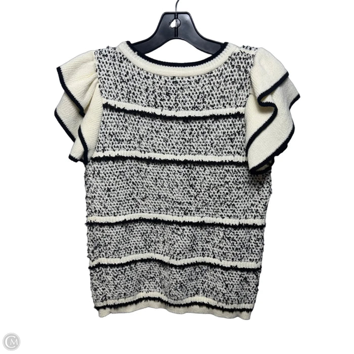 Sweater Short Sleeve By Skies Are Blue In Black & Cream, Size: S