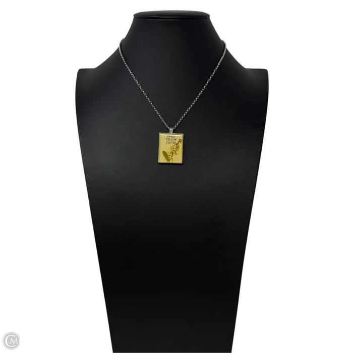 Sweet Yellow Clover Pressed Flower Pendant Necklace