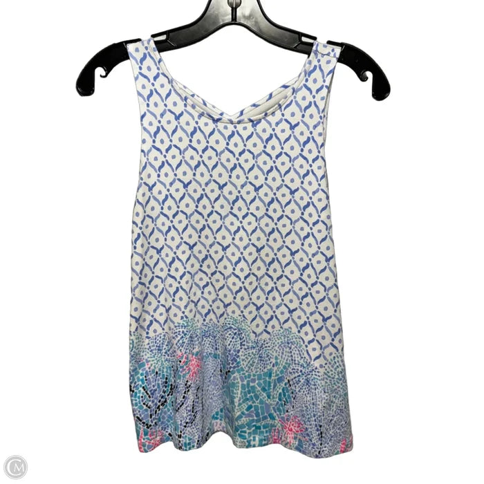 Tank Top Sleeveless Designer By Lilly Pulitzer In Blue & White, Size: Xs