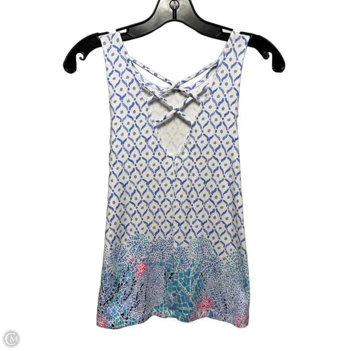 Tank Top Sleeveless Designer By Lilly Pulitzer In Blue & White, Size: Xs