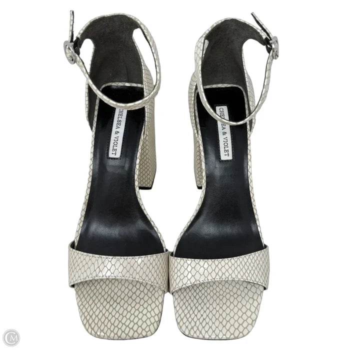 Tara Block Heel Sandals By Chelsea And Violet In Tan & White, Size: 8
