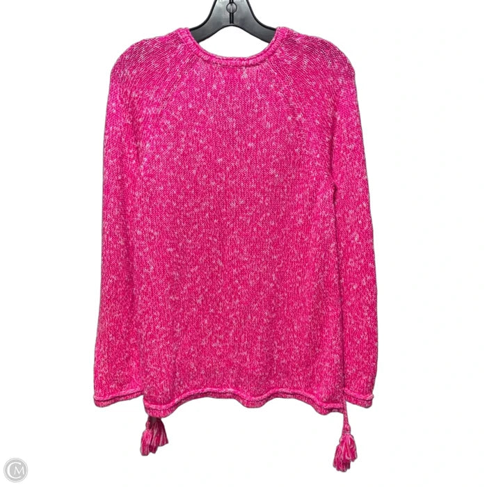 Tassel Sweater Designer By Lilly Pulitzer In Pink & White, Size: L