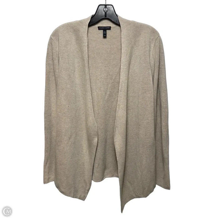 Tencel & Silk Sweater Cardigan By Eileen Fisher In Tan, Size: M