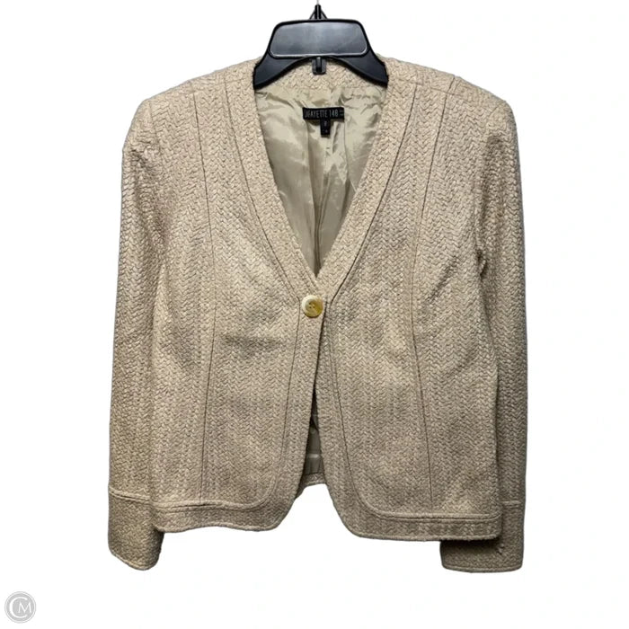 Textured One Button Blazer Designer By Lafayette 148 In Cream, Size: 8