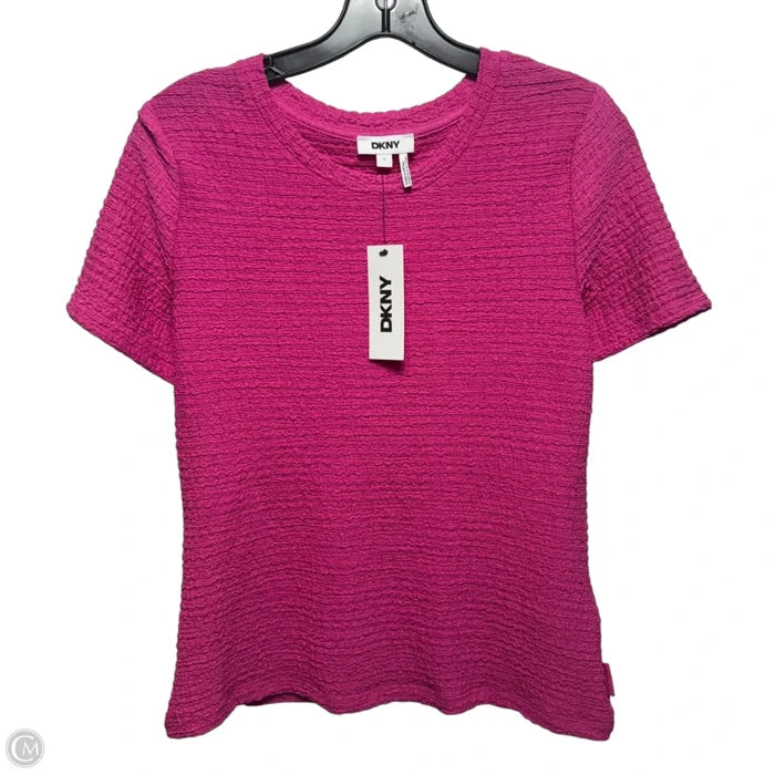 Textured Top Short Sleeve By Dkny In Pink, Size: S