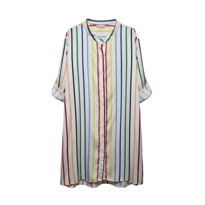 The Silky Luxe Short Effortless Shirtdress Cover-Up By Summersalt In Striped Pattern, Size: 2X