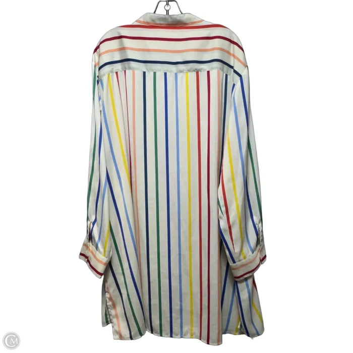 The Silky Luxe Short Effortless Shirtdress Cover-Up By Summersalt In Striped Pattern, Size: 2X