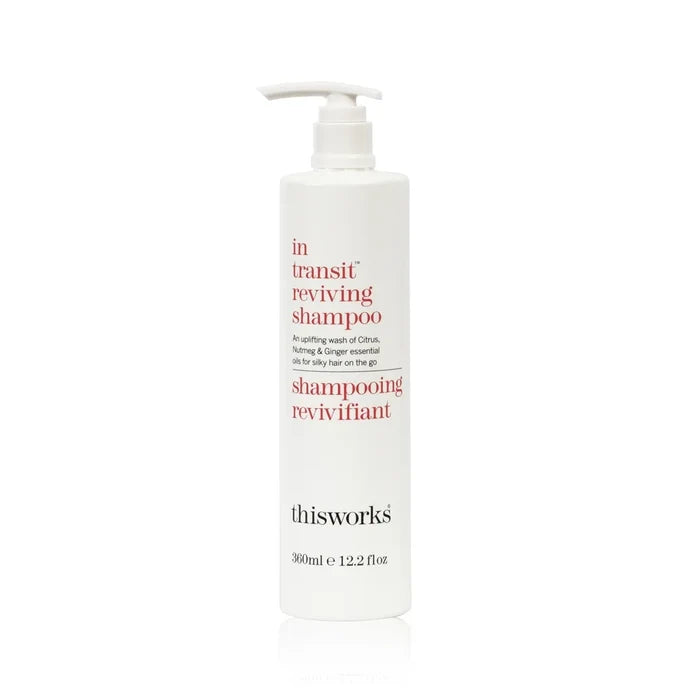 THISWORKS IN TRANSIT REVIVING SHAMPOO bottle for restorative everyday hair care, 300ml.
