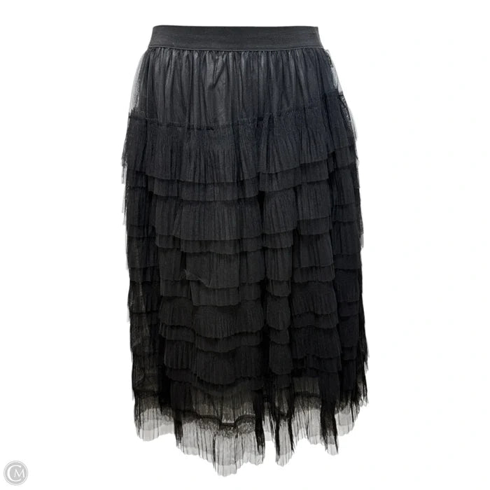 Tiered Tulle Ruffle Maxi Skirt By Studio West In Black, Size: L
