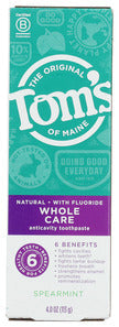 TOOTHPASTE TOMS WHOLE CARE SPEARMIN   '077326470183
