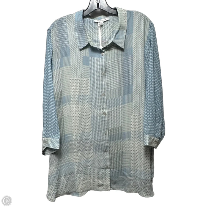 Top 3/4 Sleeve By Rose And Olive In Blue & Cream, Size: 3x
