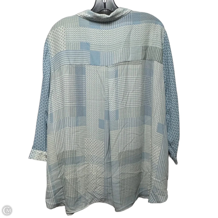 Top 3/4 Sleeve By Rose And Olive In Blue & Cream, Size: 3x