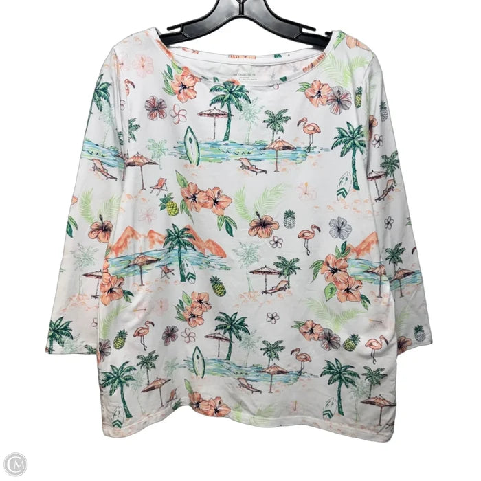 Top 3/4 Sleeve By Talbots In Tropical Print, Size: Xl