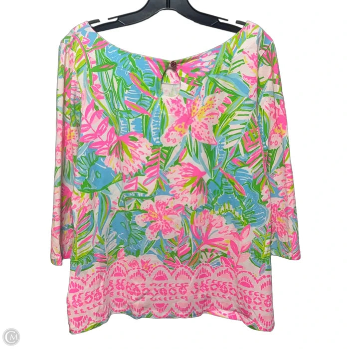 Top 3/4 Sleeve Designer By Lilly Pulitzer In Multi-colored, Size: L