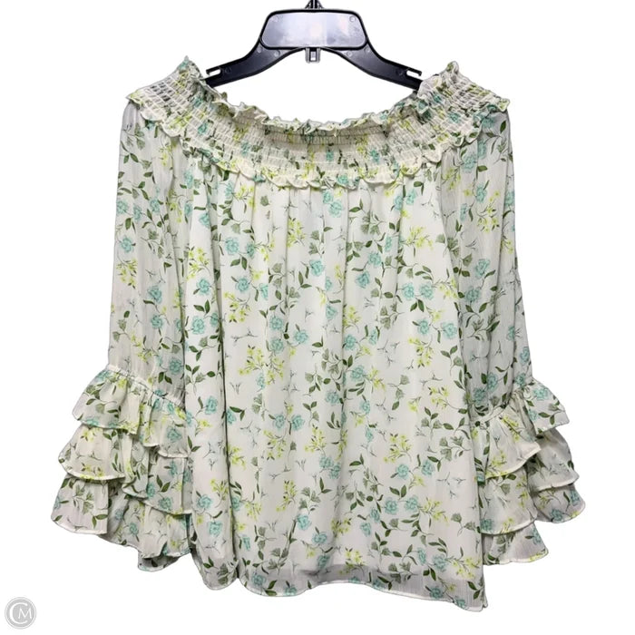 Top Long Sleeve By Cece In Floral Print, Size: L