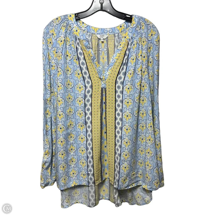 Top Long Sleeve By Crown And Ivy In Blue & Yellow, Size: L