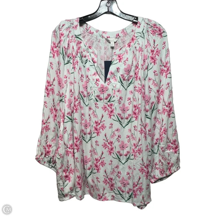 Top Long Sleeve By Crown And Ivy In Floral Print, Size: Xxl