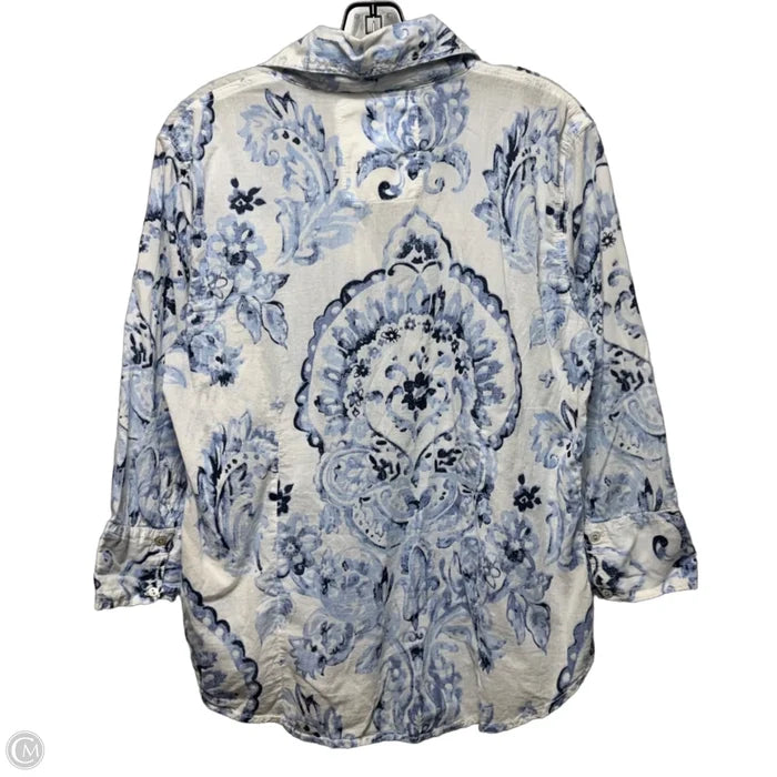 Top Long Sleeve By Cuno In Blue & White, Size: Xl