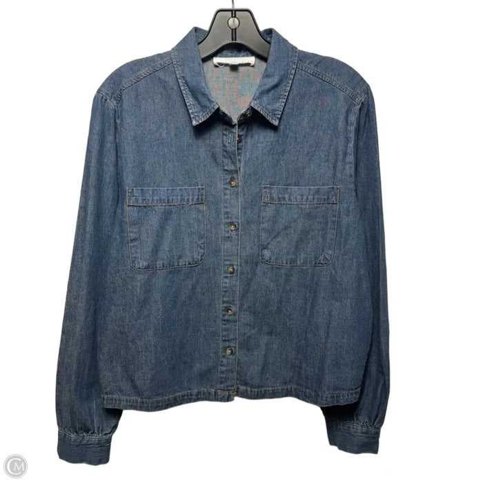 Top Long Sleeve By Jane And Delancey In Blue Denim, Size: M