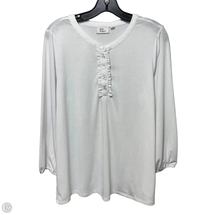 Top Long Sleeve By Kim Rogers In White, Size: L
