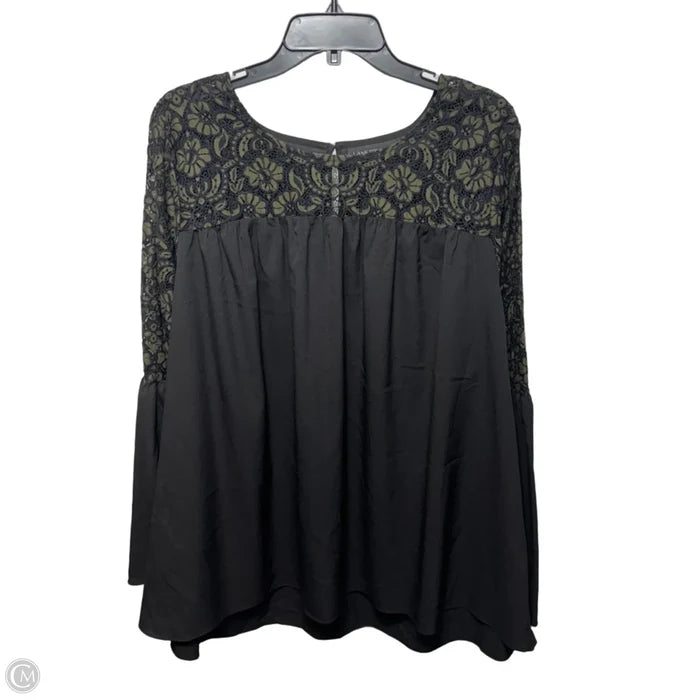 Top Long Sleeve By Lane Bryant In Black & Green, Size: 16