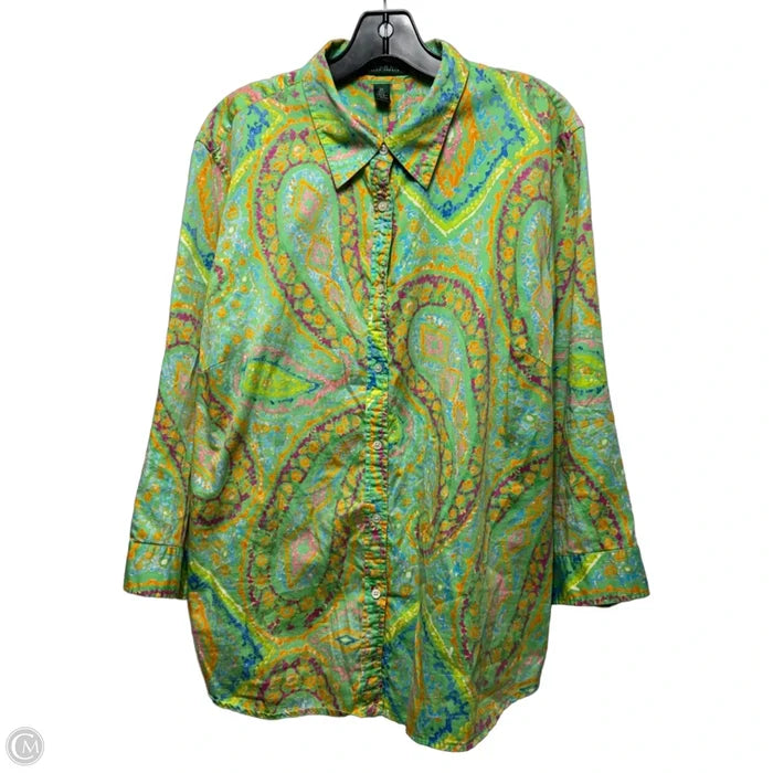 Top Long Sleeve By Lauren By Ralph Lauren In Paisley Print, Size: 2x