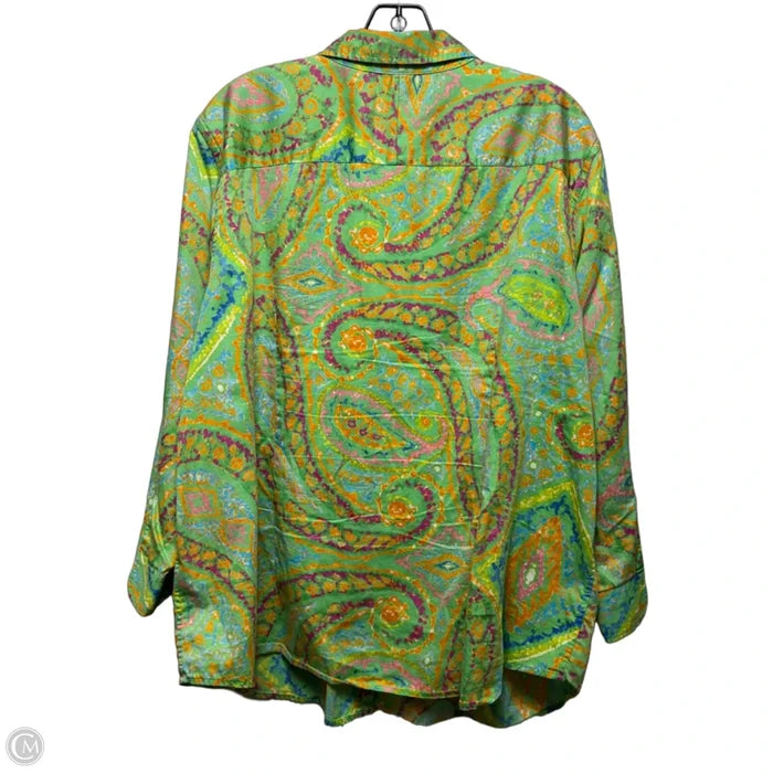 Top Long Sleeve By Lauren By Ralph Lauren In Paisley Print, Size: 2x