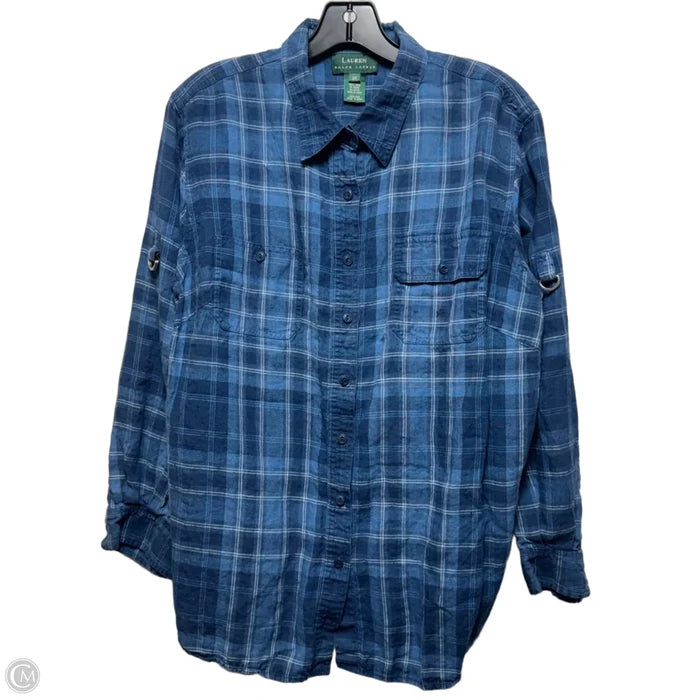 Top Long Sleeve By Lauren By Ralph Lauren In Plaid Pattern, Size: 2x