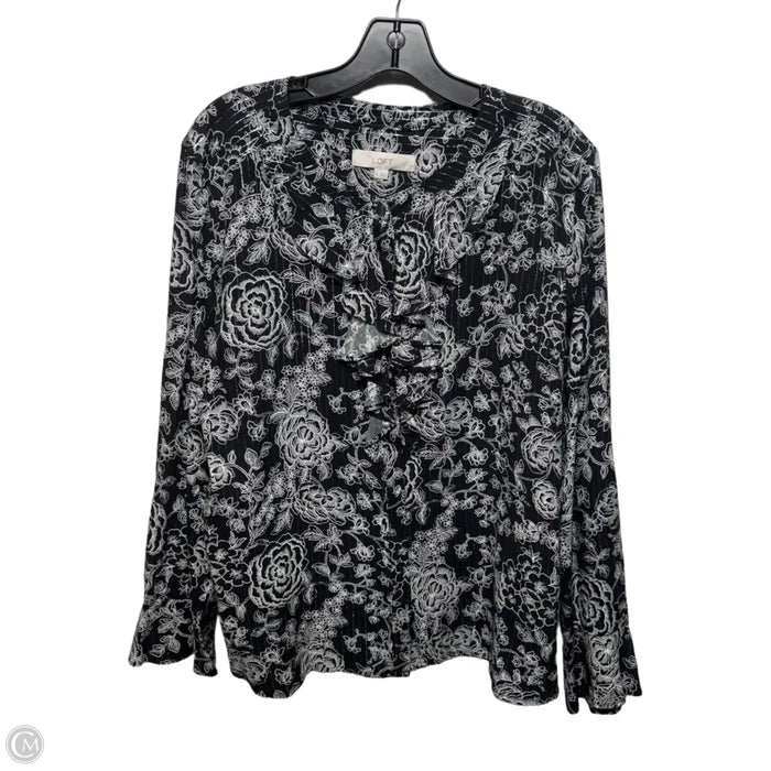 Top Long Sleeve By Loft In Black & White, Size: Xl
