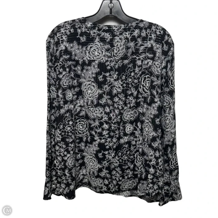 Top Long Sleeve By Loft In Black & White, Size: Xl